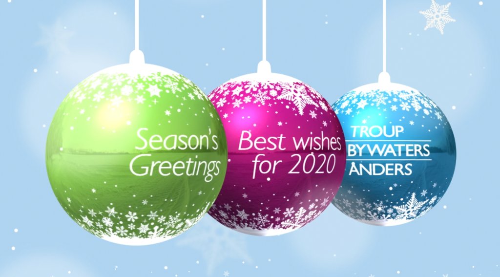 Three colourful baubles